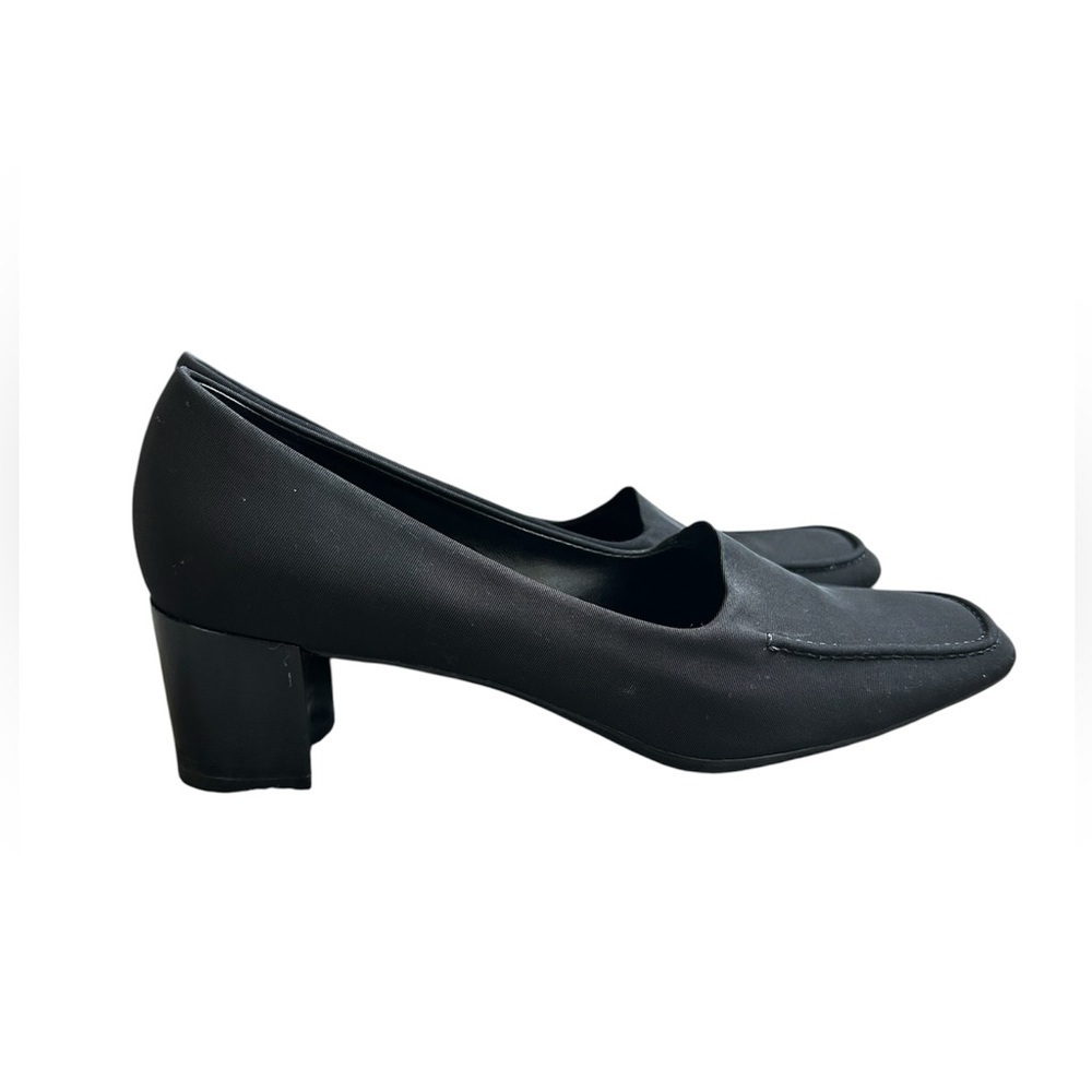 Franco Sarto Black Nylon Square Toe Chunky 2” Heels size 8.5 - Picture 2 of 10